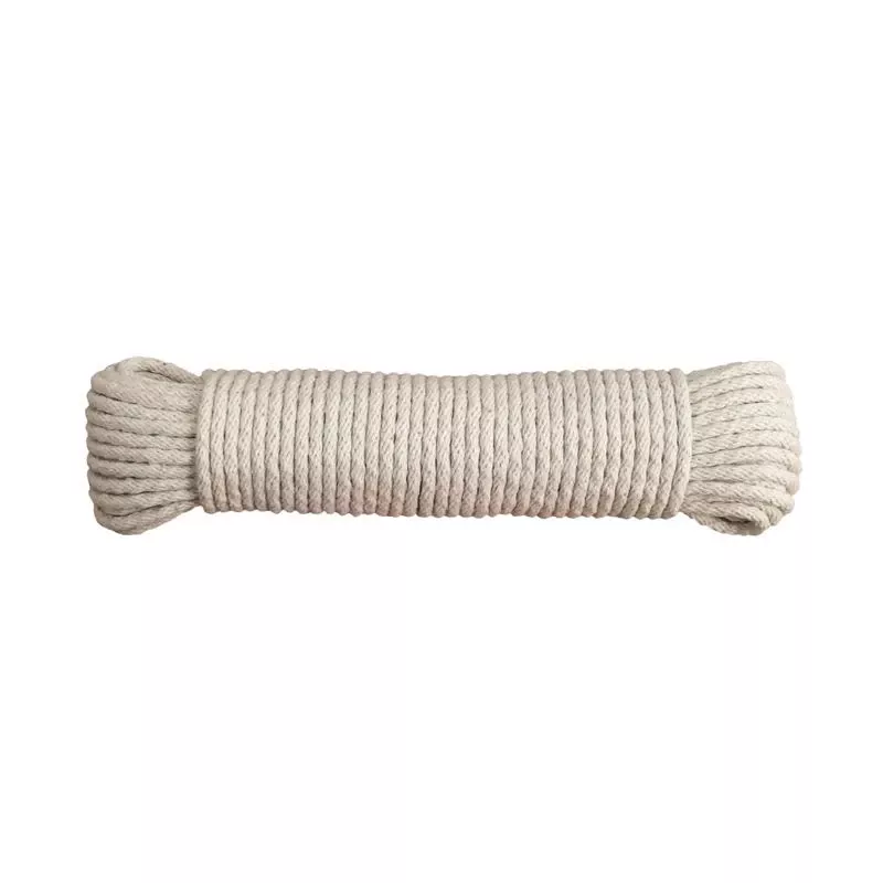 9/64 In. Diameter X 48 Ft. Length Natural Solid Braided Cotton Clothesline Rope