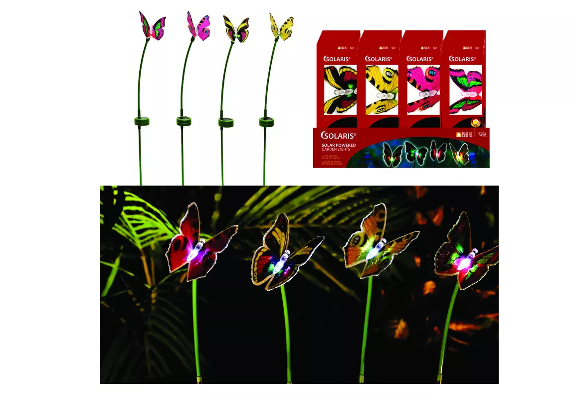 Alpine Assorted Plastic 24 In. H Butterfly Solar Garden Stake
