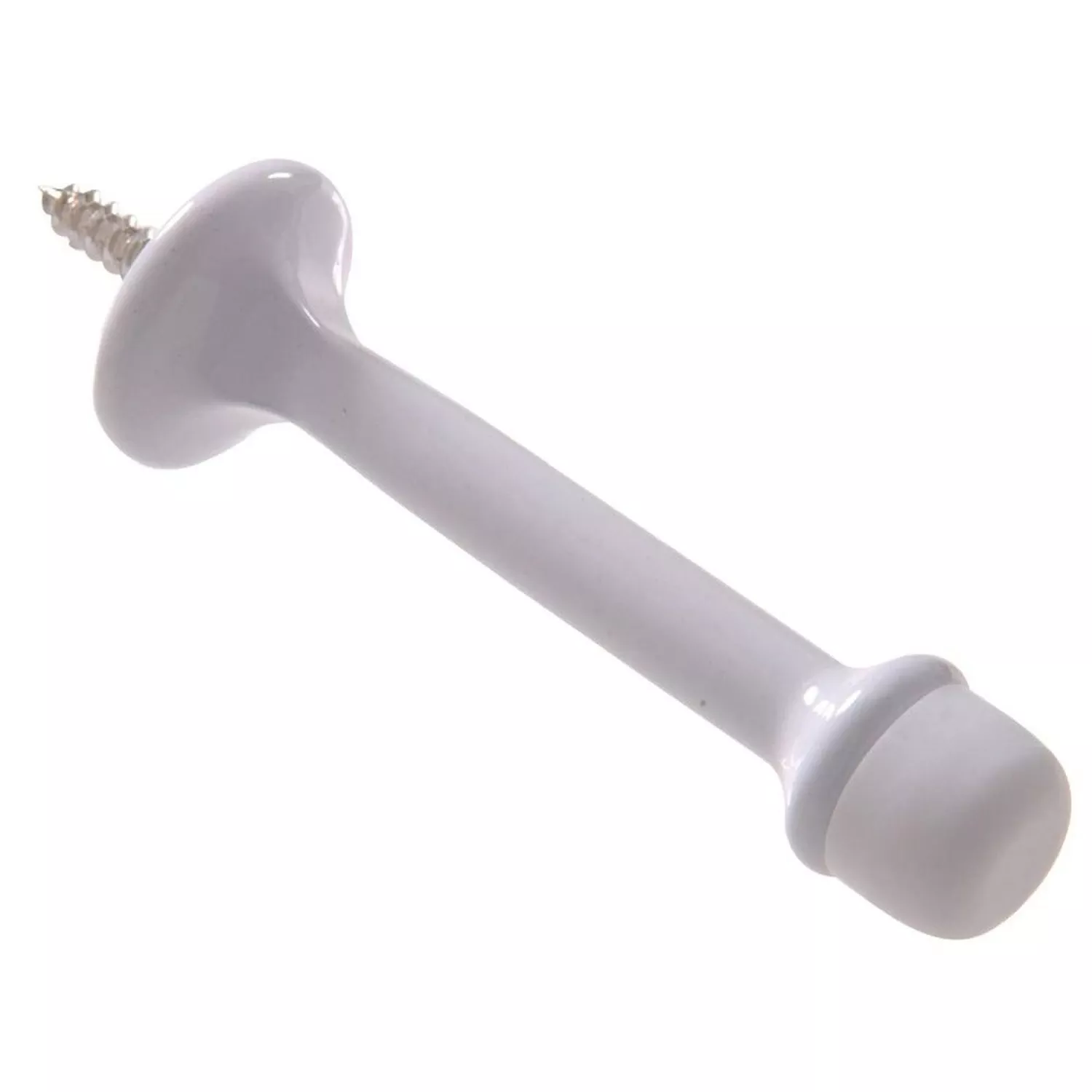 Aluminum White Door Stop With 3-3/16 Inch Projection And 7/8 Inch Base Diameter