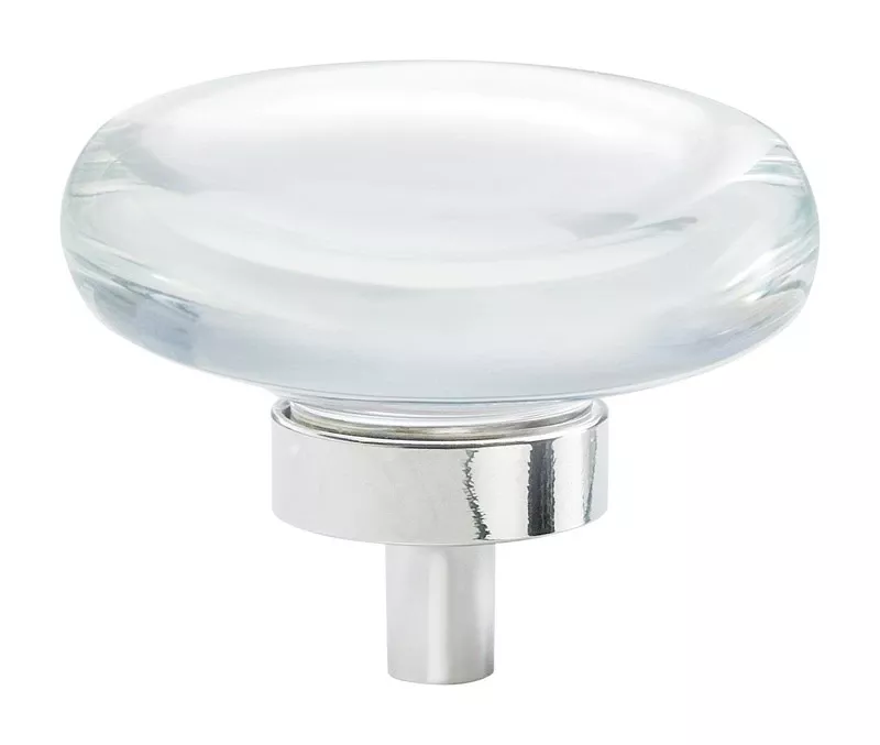 Amerock Glacio Round Cabinet Knob 1-3/4 In. D 1 In. Clear/polished Nickel 1 Pk