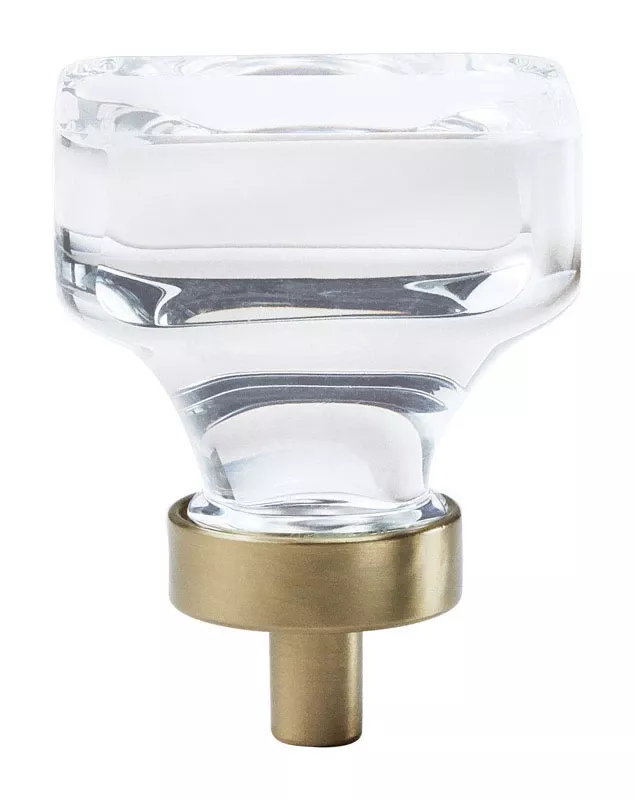Amerock Glacio Square Cabinet Knob 1-5/16 In. Clear/champagne 1 Pk