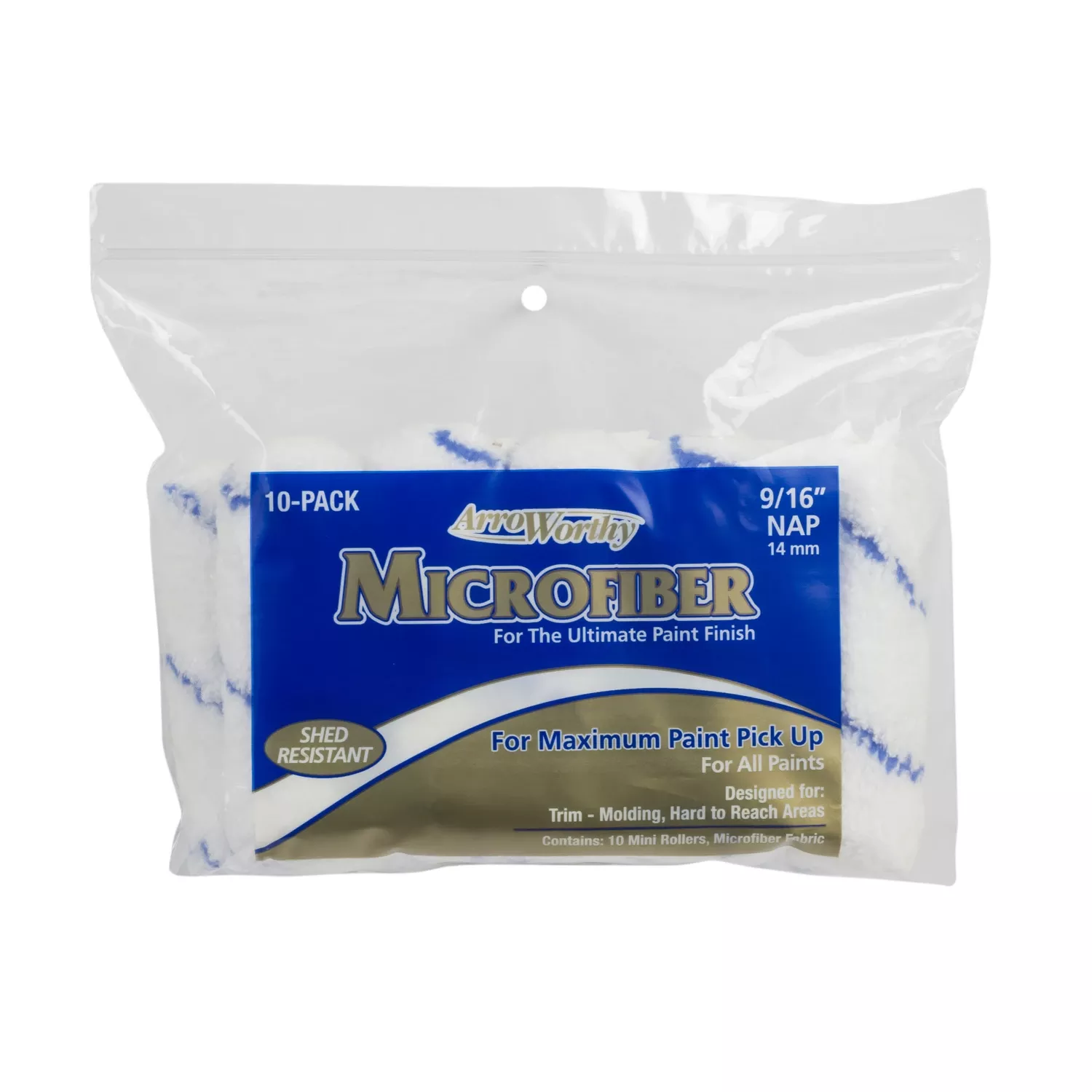 Arroworthy Microfiber 4 In. W X 9/16 In. Mini Paint Roller Cover 10 Pk