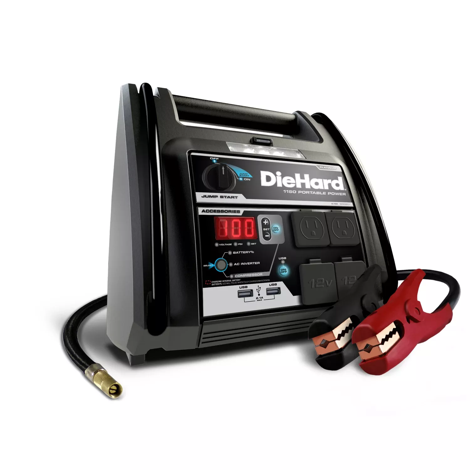 Automatic 12 V 1150 Amps Battery Jump Starter With Air Compressor