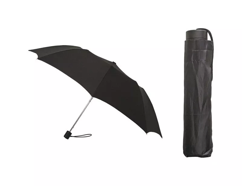 Black 42 Inch Diameter Compact Umbrella With Metal Frame