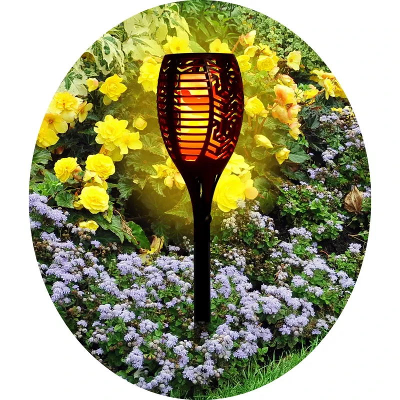Black Ceramic 12-36 In. Round Solar Garden Torch