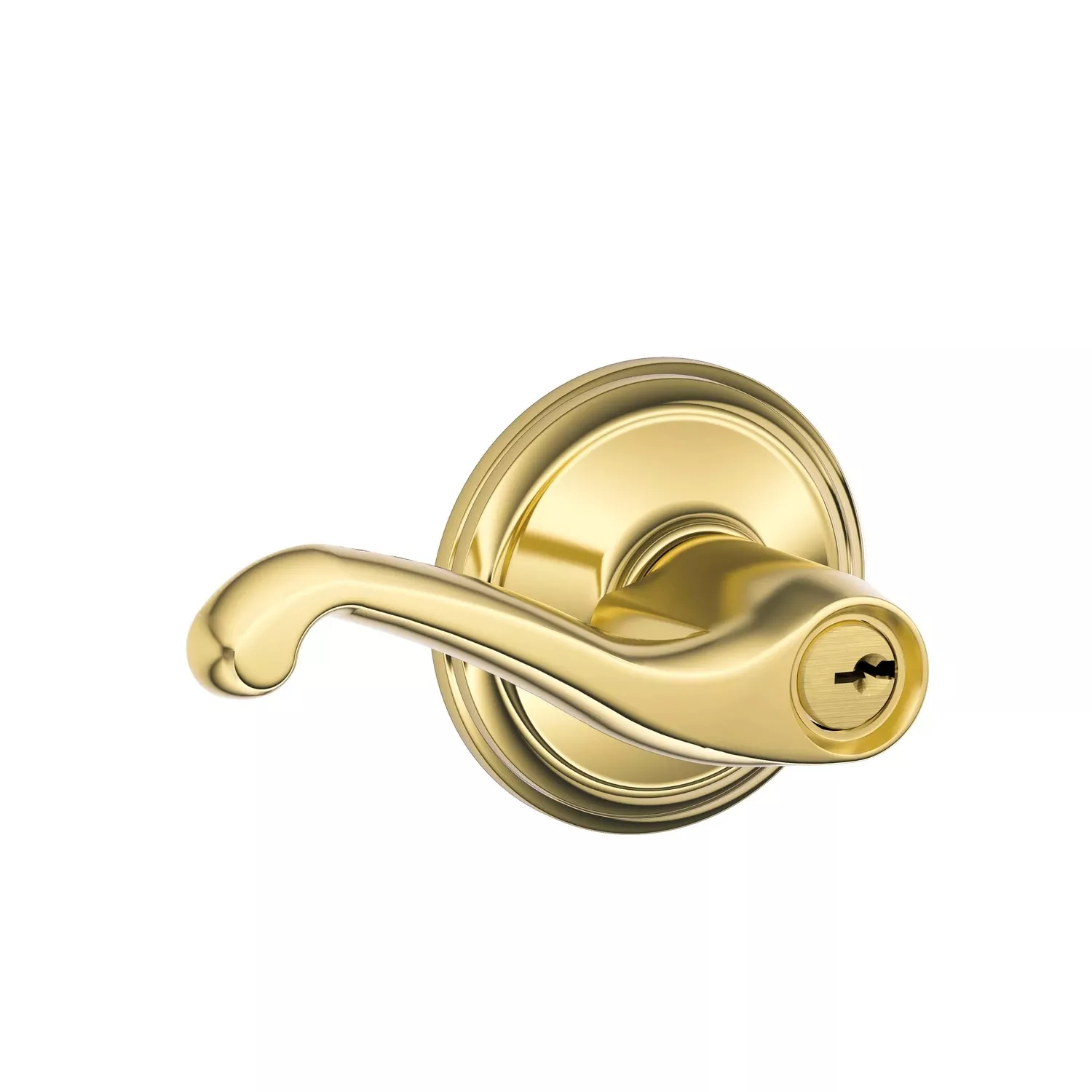 Bright Brass Flair Lever Design Entry Lockset