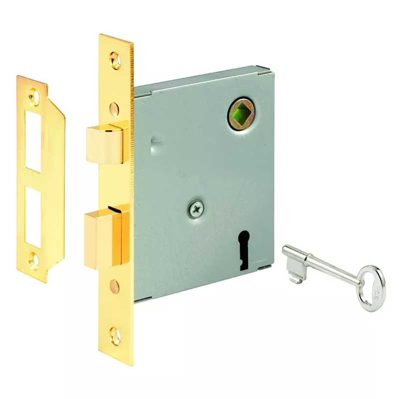 Bright Brass Mortise Lock Assembly With Deadbolt And Strike Plate
