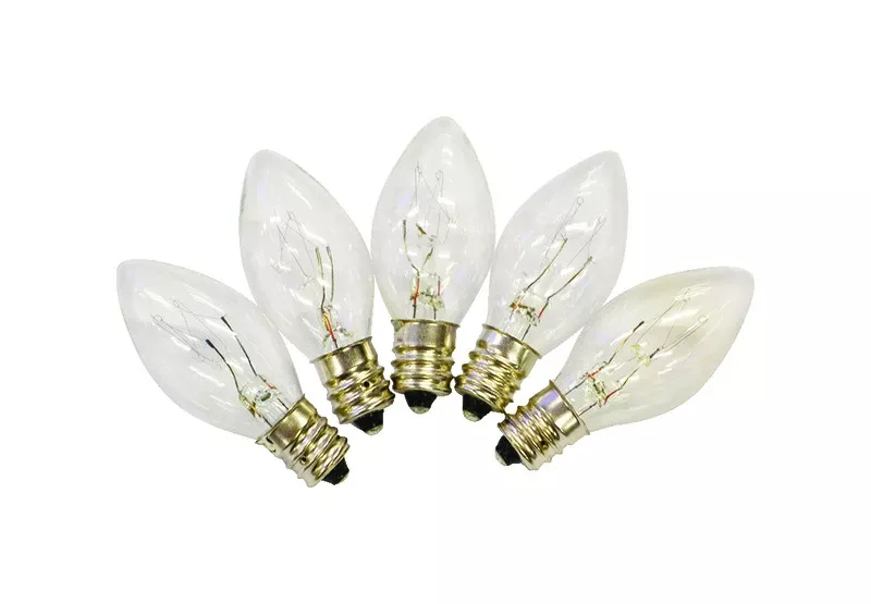 C7 Clear Replacement Christmas Light Bulbs 25 Count 1 Ft.