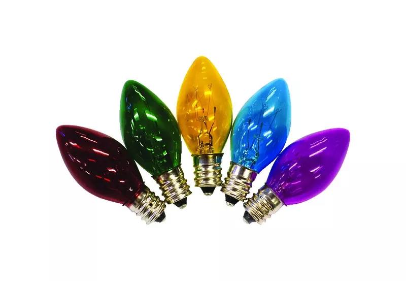 C7 Multicolored Replacement Christmas Light Bulbs 25 Count