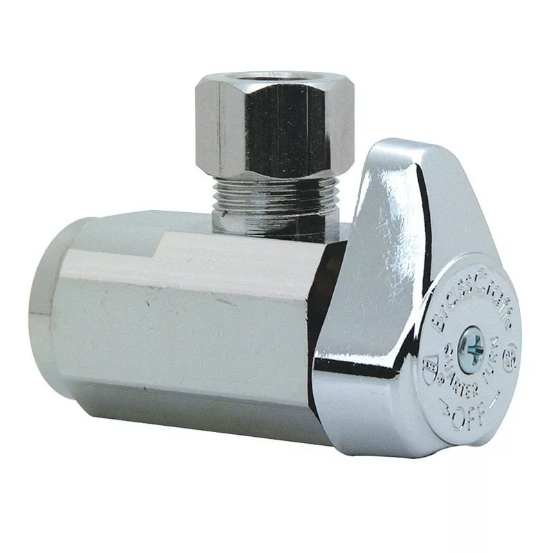 Chrome Angle Stop Valve, 3/8 In. X 3/8 In.