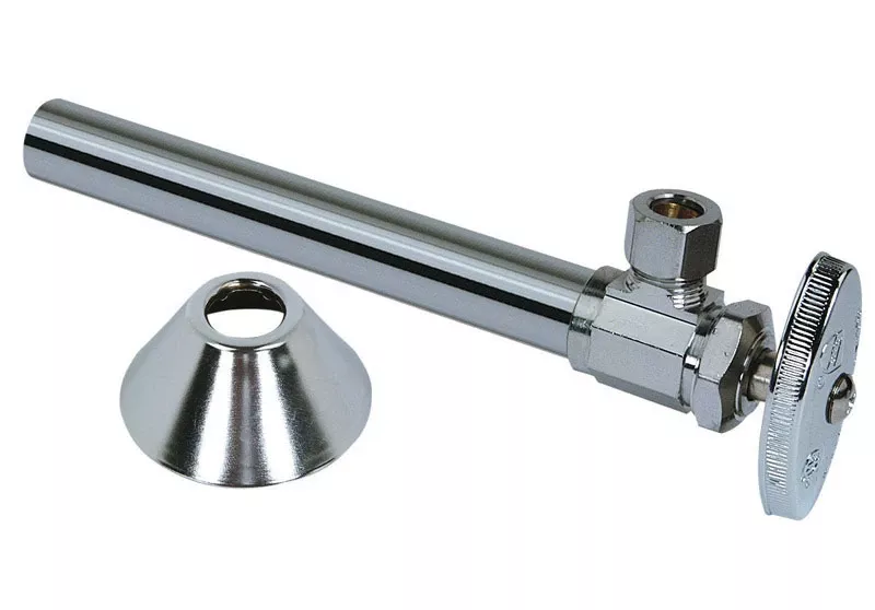 Chrome Angle Sweat Stop Valve, 5/8 X 3/8-in.With 5Sweat Extension