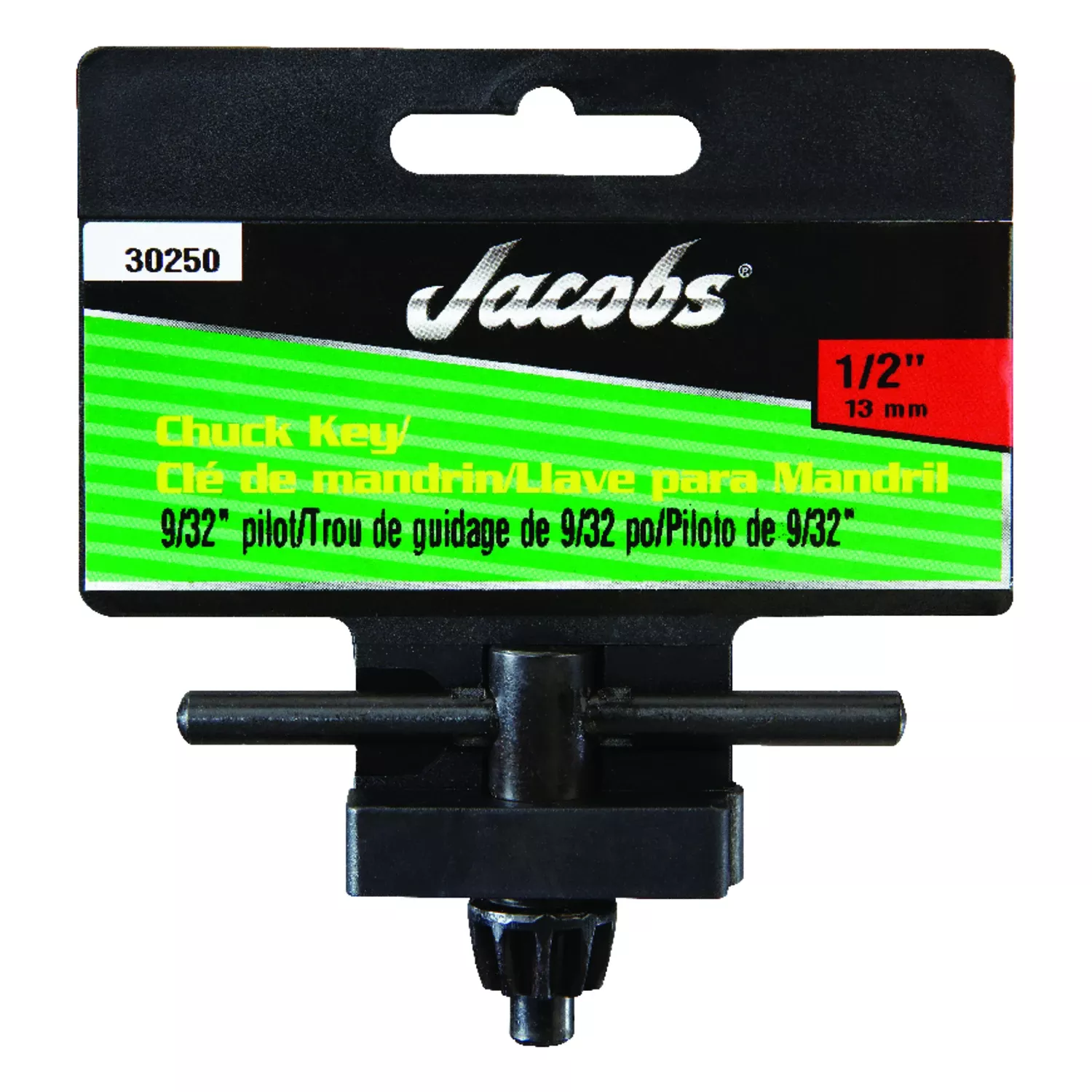 Chuck Key, 9/32 In. Pilot Shank, 1/2 In.