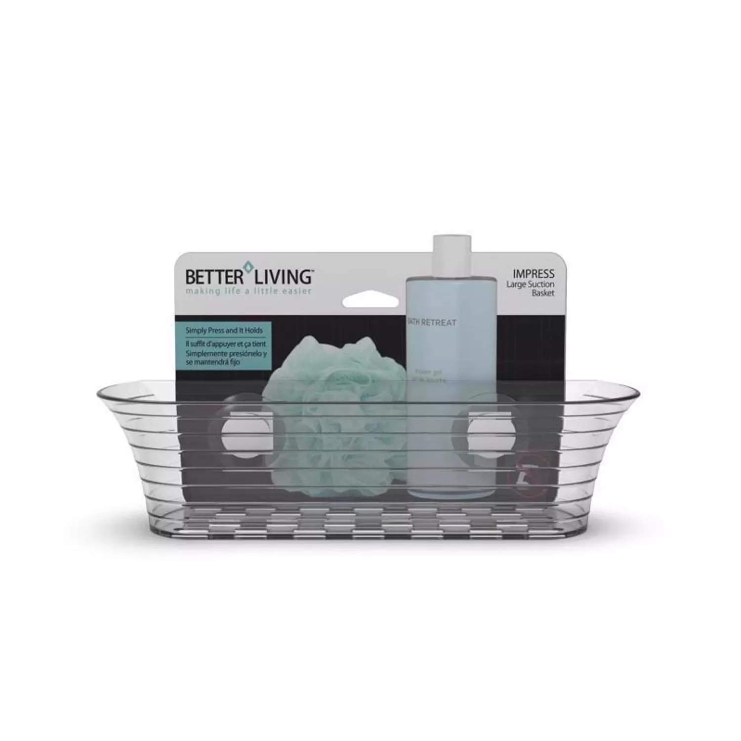 Clear Gray Plastic Shower Basket - 11.25" X 4.63" X 3"