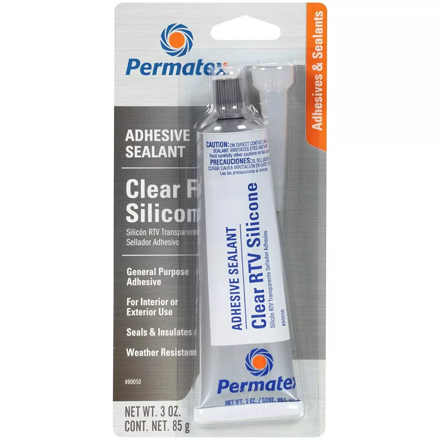 Clear Silicone Adhesive Sealant, 3-oz.