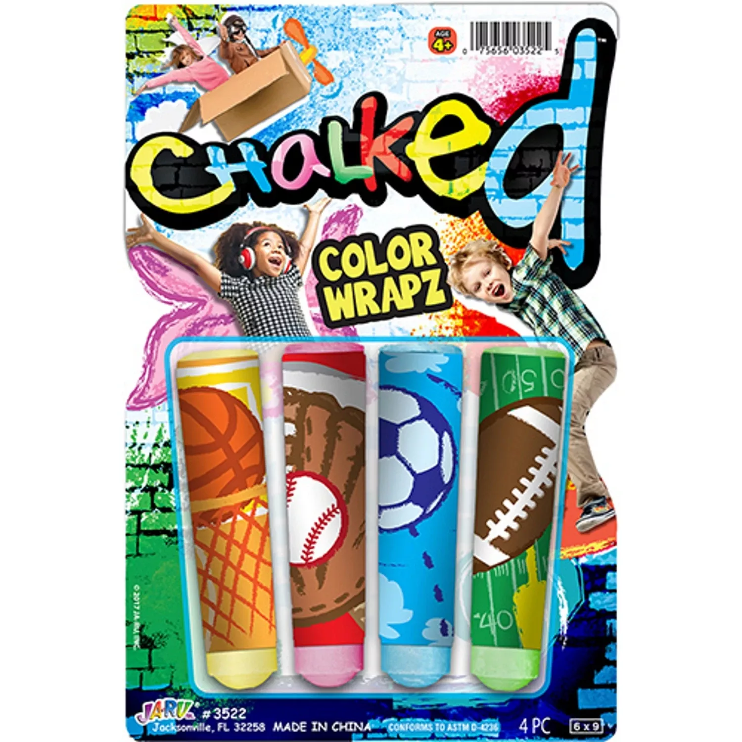 Color Wrapz Assorted Sidewalk Chalk - 4 Pieces For Creative Outdoor Fun