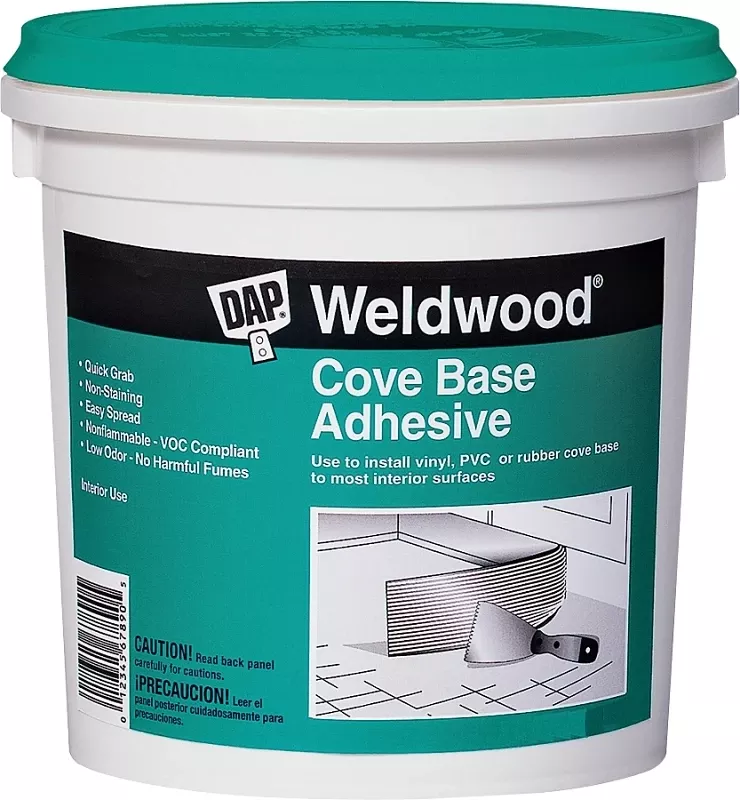 Cove Base Adhesive, 1 Quart - High Strength Synthetic Acrylic Latex
