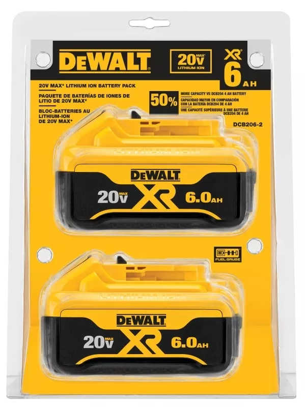Dewalt 20v Max Xr Dcb206-2 6 Ah Lithium-ion Battery 2 Pc