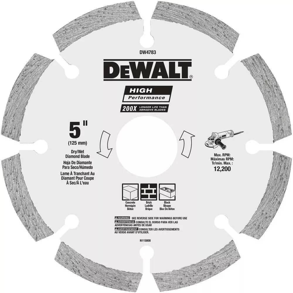 DEWALT DW4783 5-Inch HP Segmented Diamond Blade