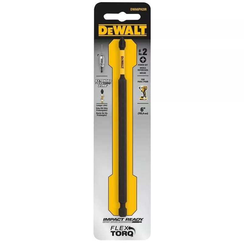 Dewalt Elite Series 6‑inch Phillips #2 Hex‑shank Screwdriver Bit – Premium Steel