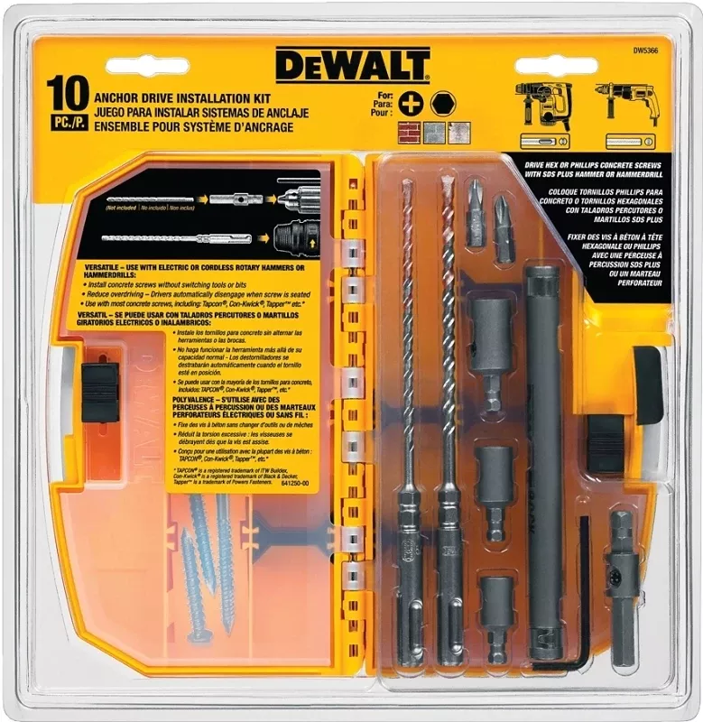 Dewalt Ultracon Assorted Carbide Tipped Drill Bit Set Sds-plus Shank 10 Pc