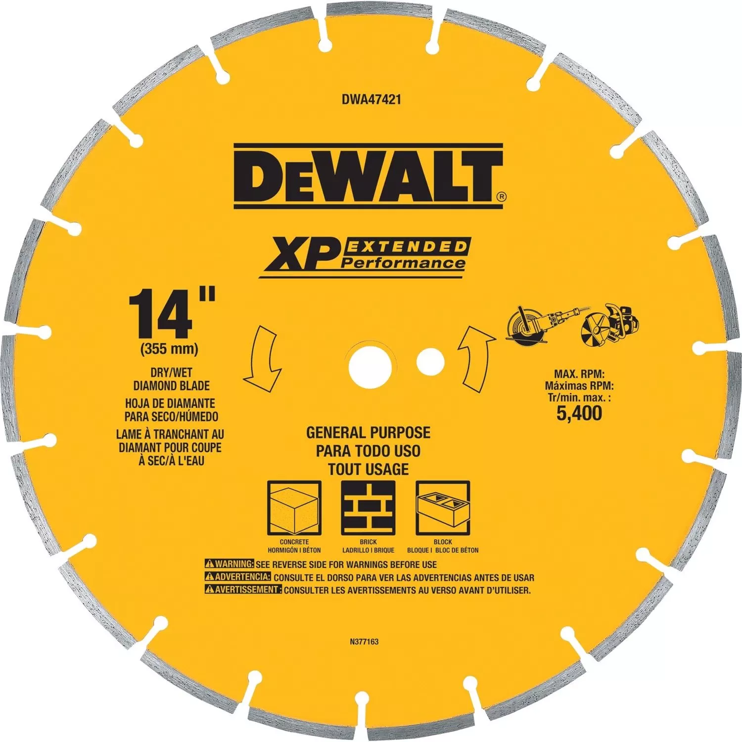 Dewalt Xp 14 In. D Diamond Segmented Rim Circular Saw Blade 1 Pk