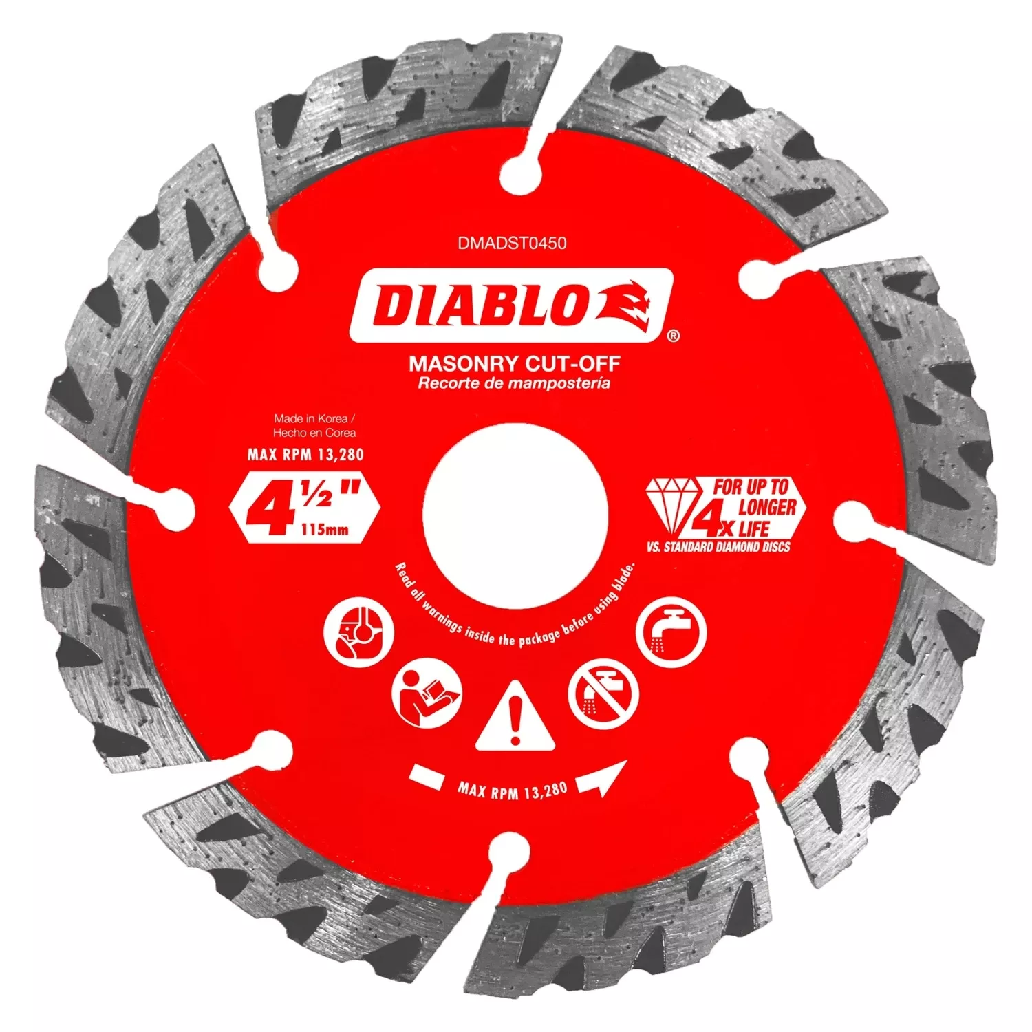 Diamond Segmented Turbo Cut-off, Masonry, 4-1/2-in.