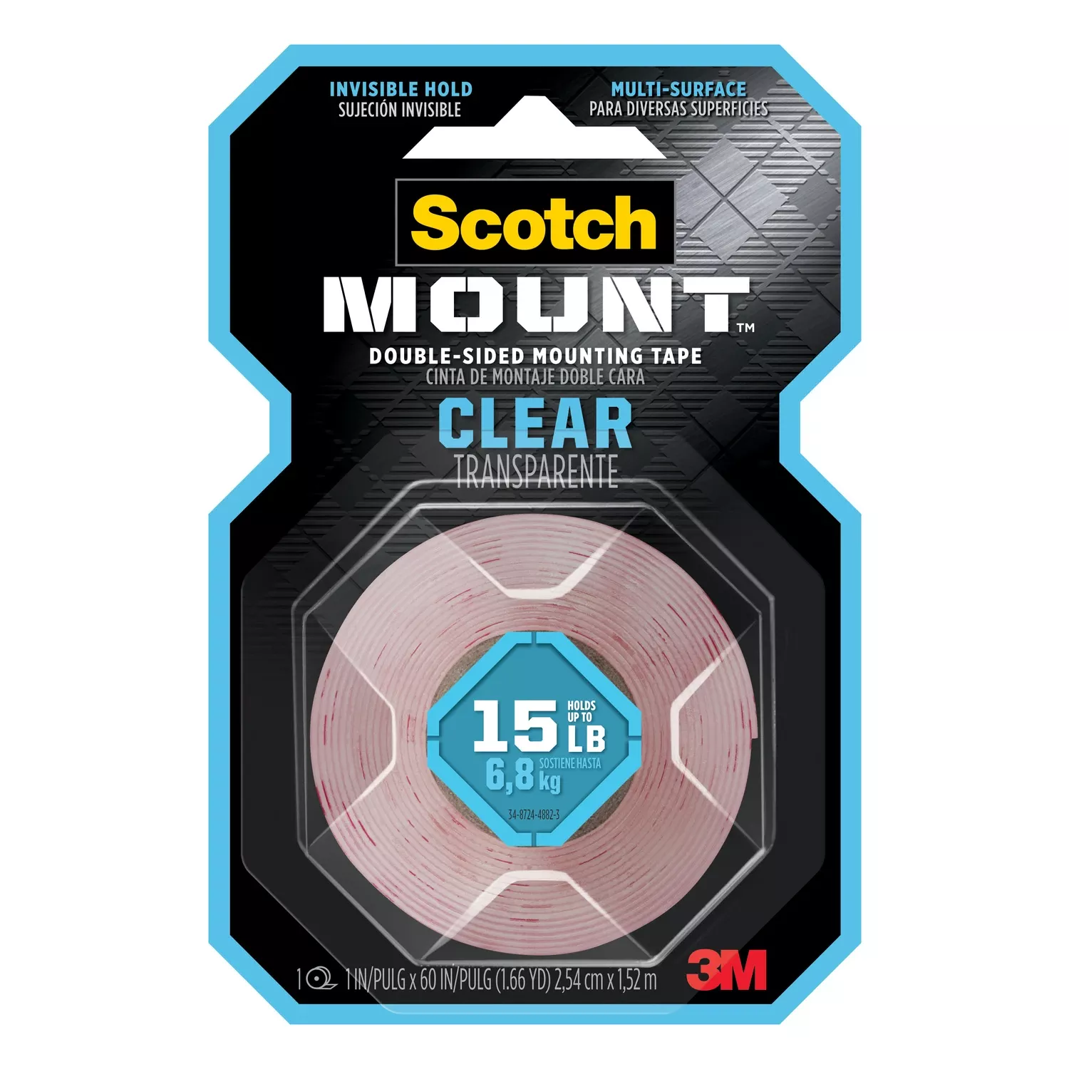 Double-sided Mounting Tape, Clear, 1 X 60 In.