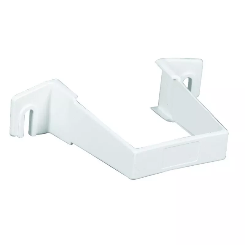 Downspout Clip, Square, Vinyl, White, 2-in.