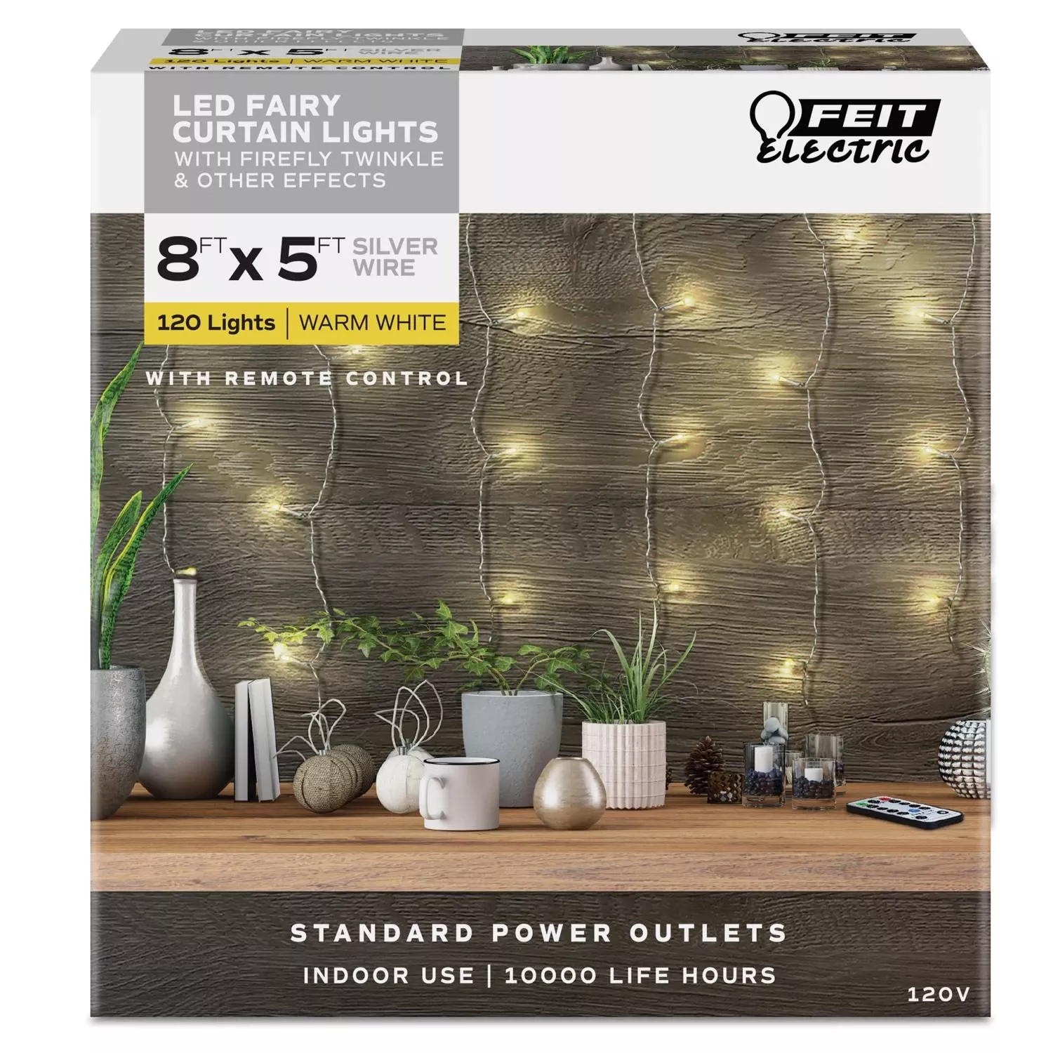 Electric Led String Lights Warm White 8 Ft. 120 Lights With Remote Control