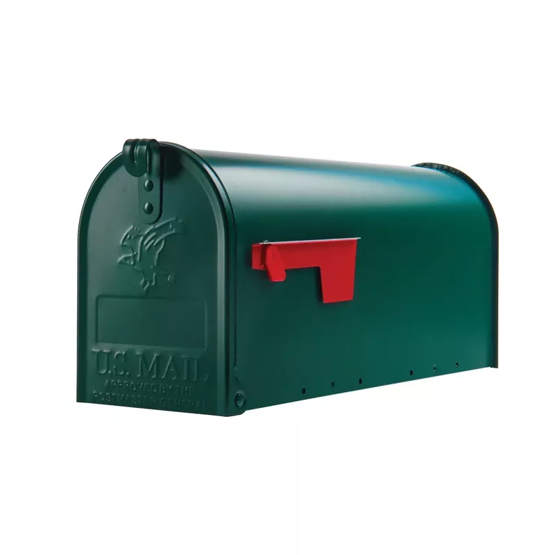 Elite Post-mount Mailbox, Medium, Green Steel