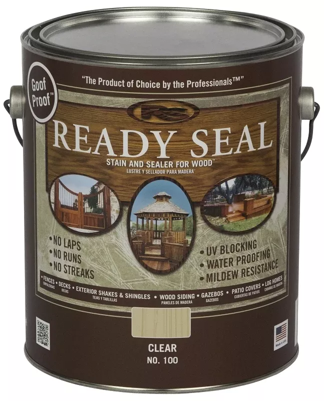 Exterior Wood Stain & Sealer, Flat Clear Finish, 1-gallon