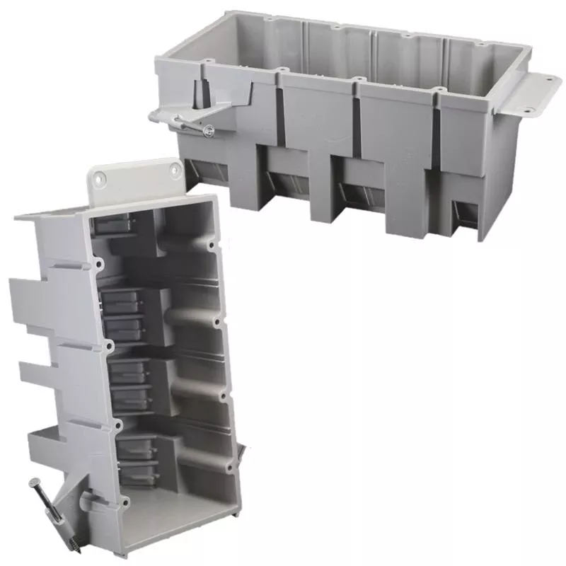 Ez Box New Work 64 Cu In Rectangle Pvc 4 Gang Outlet Box Gray