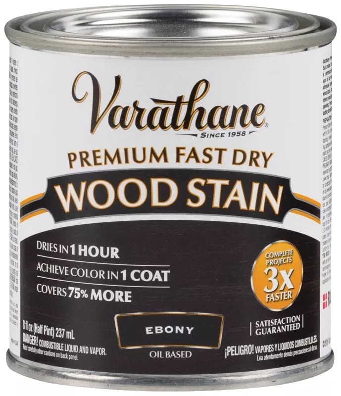 Fast Dry Interior Wood Stain, Oil-based, Ebony, 1/2-pint