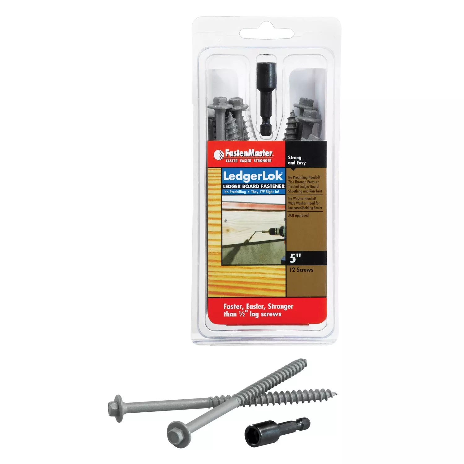 Fastenmaster Ledgerlok No. 14 X 5 In. L Hex Epoxy Coarse Wood Screws 12 Pk
