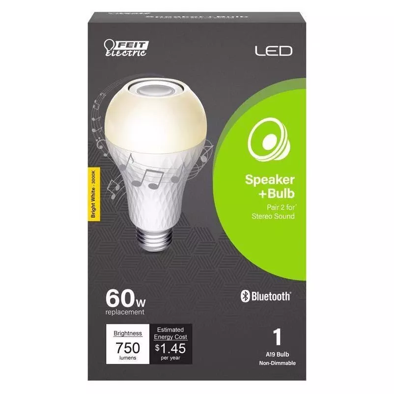 Feit 12w Led Speaker Bulb A19 E26 – Bright White, 60w Equivalent, 750 lumen