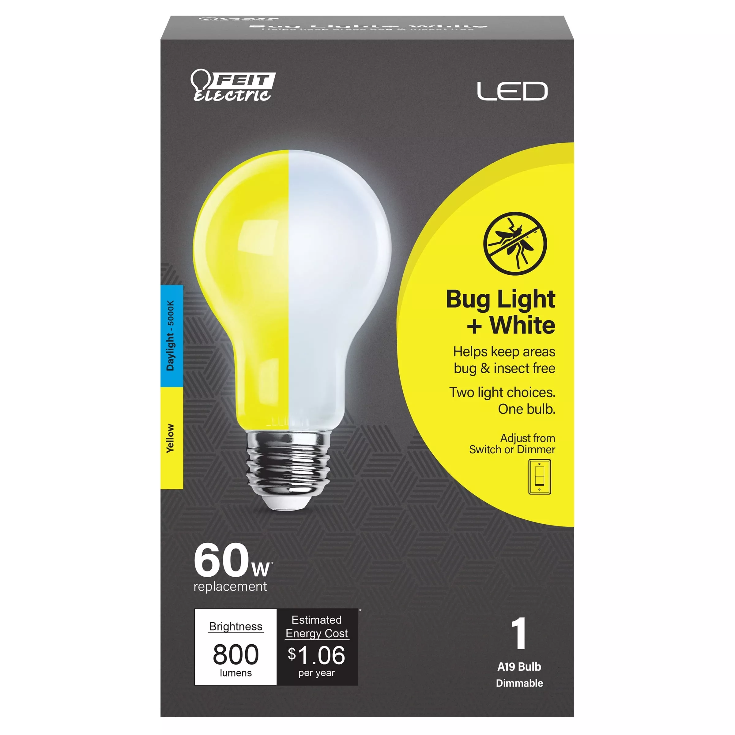 Feit A19 E26 (medium) Led Bulb Yellow 60 Watt Equivalence 1 Pk