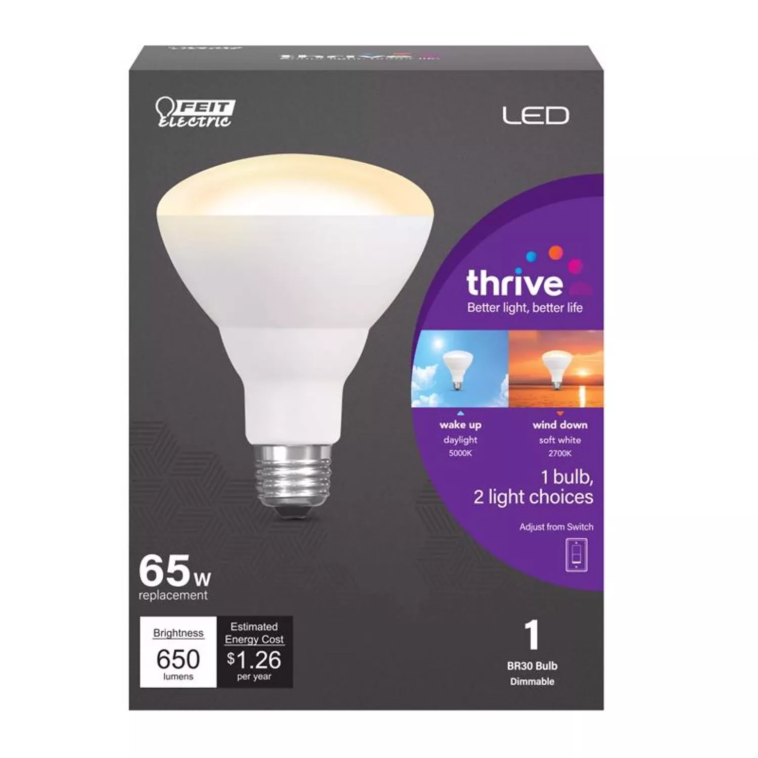 Feit Br30 E26 (medium) Led Bulb Color Changing 65 Watt Equivalence 1 Pk