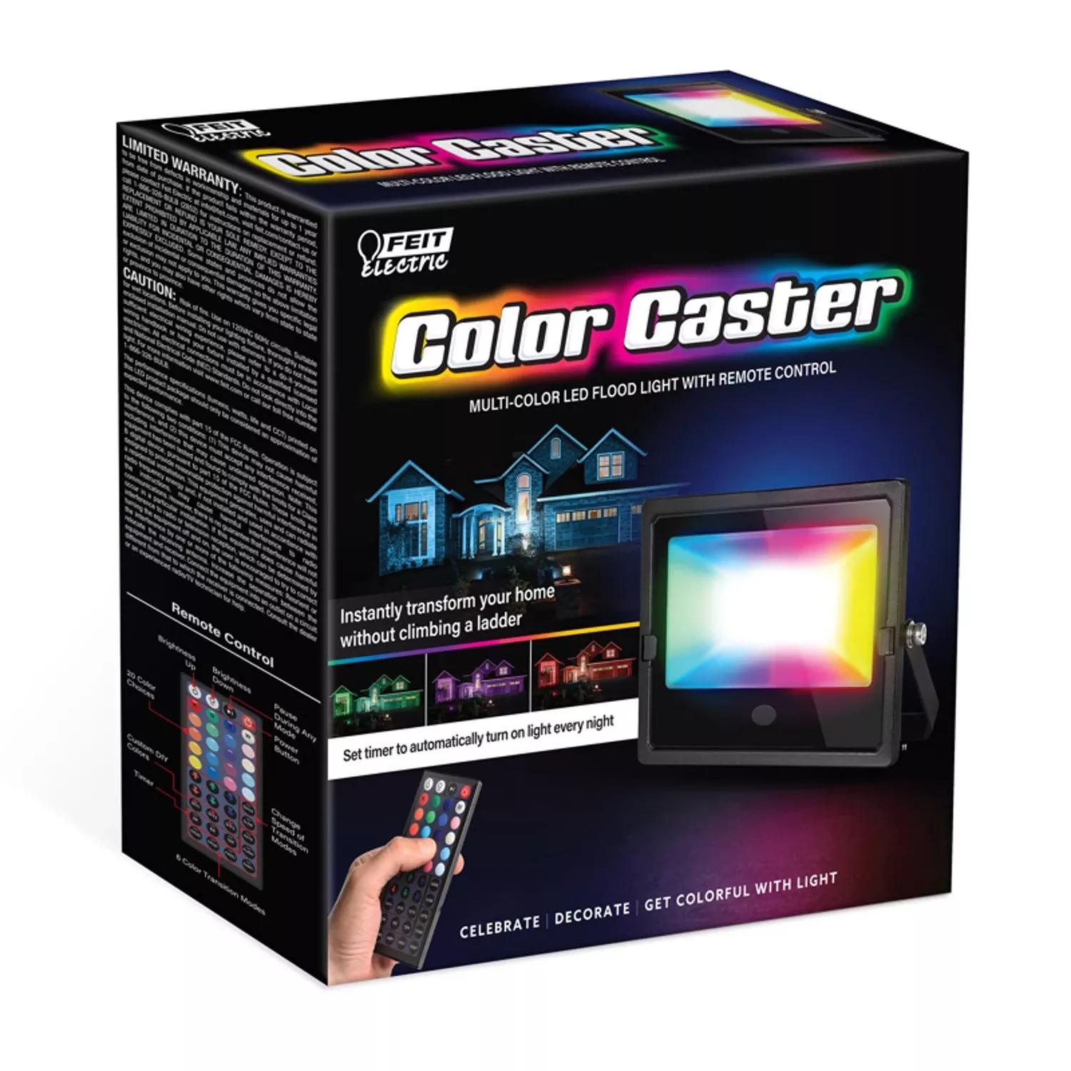 Feit Color Caster Black Plug In/remote 30 W Led Floodlight 1 Pk
