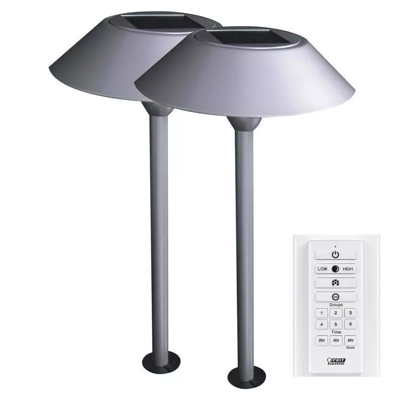 Feit Onesync Brushed Nickel Solar Powered 0.4 W Led Pathway Light 2 Pk