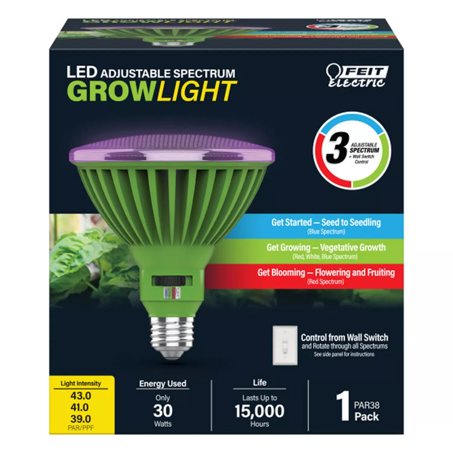 Feit Par38 E26 (medium) Led Grow Light Clear 30 Watt Equivalence 1 Pk