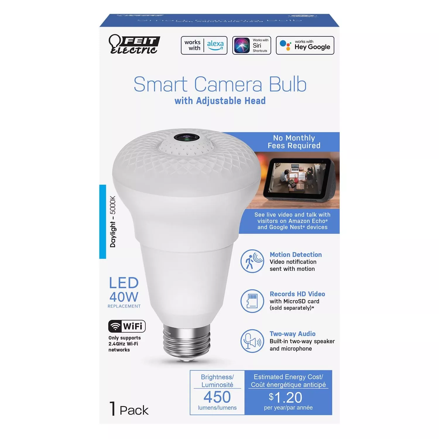 Feit Smart Home A23 E26 (medium) Smart-enabled Led Bulb Daylight 40 Watt Equivalence 1 Pk