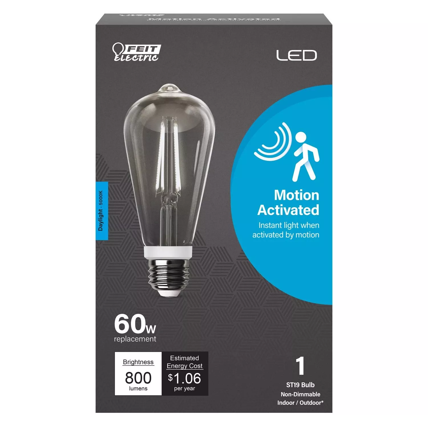 Feit St19 E26 (medium) Led Motion Activated Bulb Daylight 60 Watt Equivalence 1 Pk