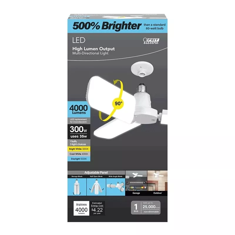 Feit Wide Surface E26 (medium) Led Garage Bulb Bright White 300 Watt Equivalence 1 Pk