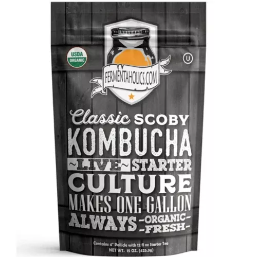 Fermentaholics Organic Kombucha SCOBY with Starter Tea