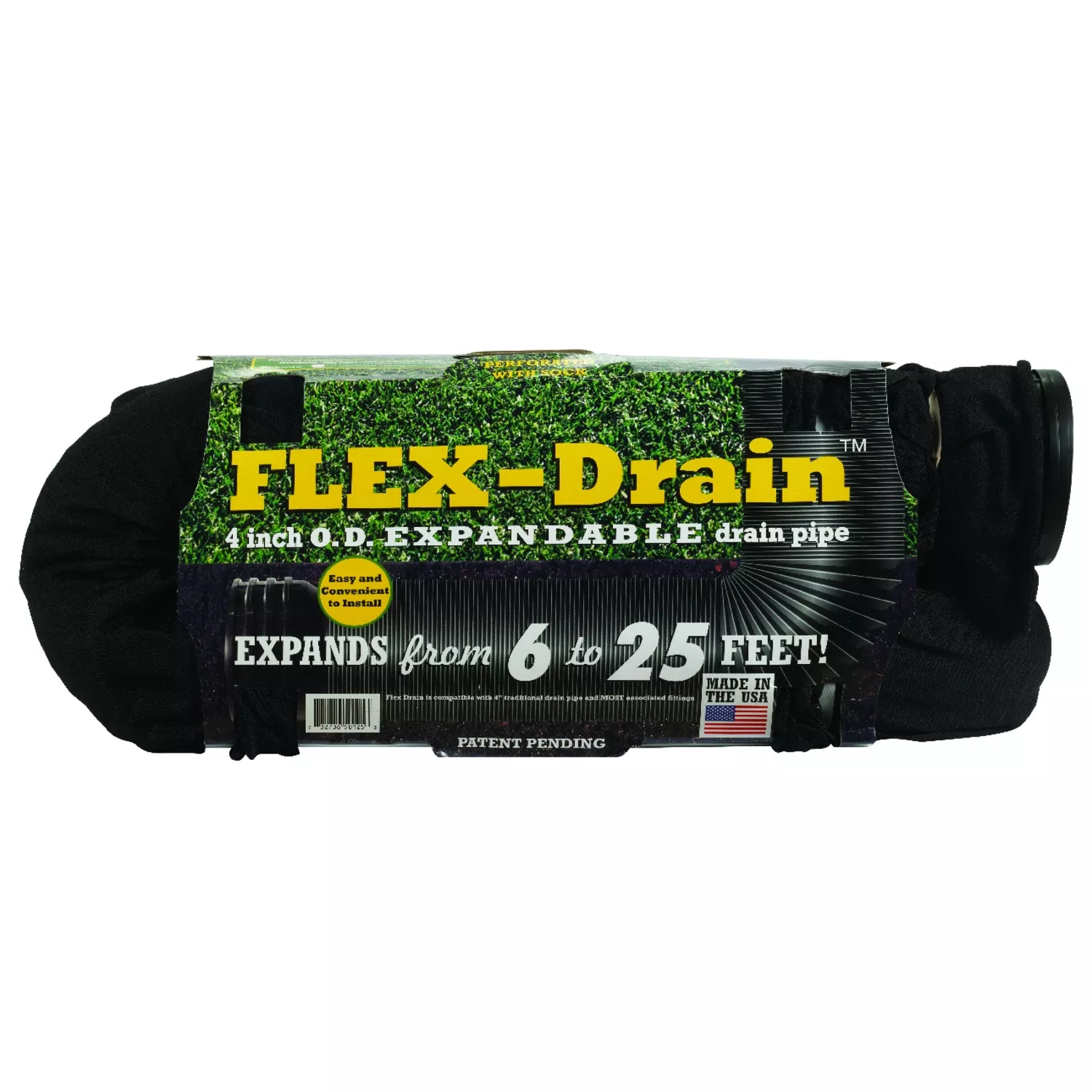 Flex-drain 4 In. X 25 Ft. Expandable Perforated Drainage Pipe With Sock