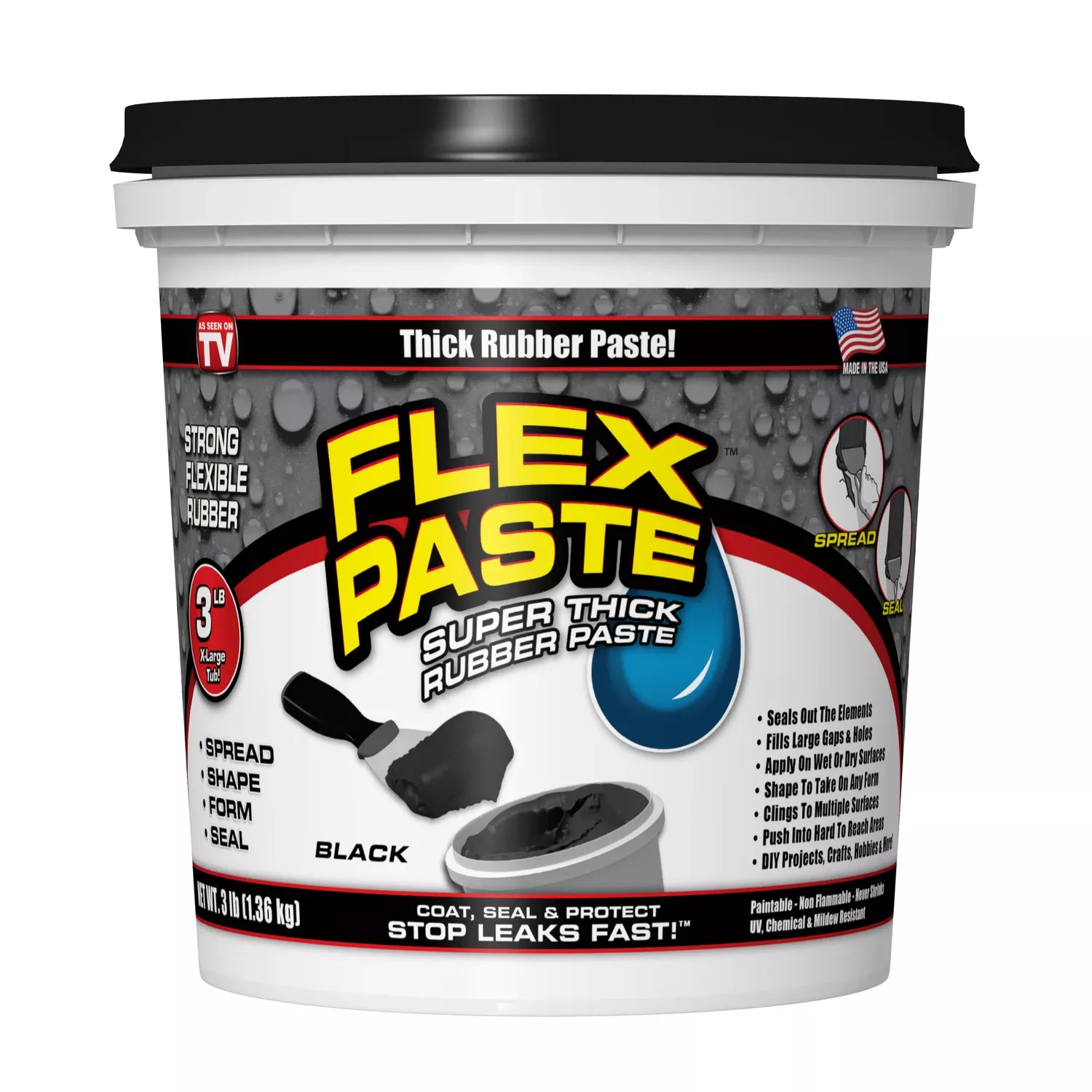 Flex Seal Family Of Products Flex Paste Black Rubberized Paste 26 Fl. Oz.