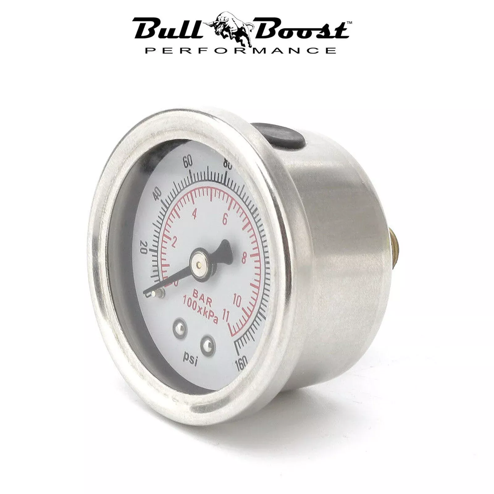 Fuel Pressure Regulator Gauge 0-160 Psi Bar Liquid Fill Chrome Fuel Oil Rail