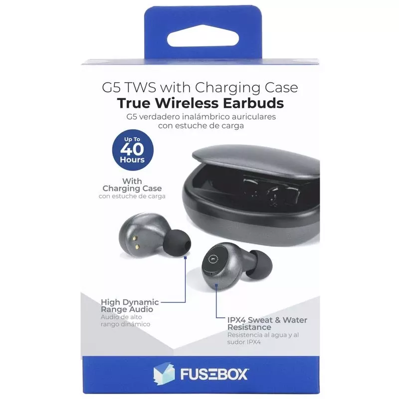 Fusebox Wireless Bluetooth Earbuds W/charging Case 1 Pk