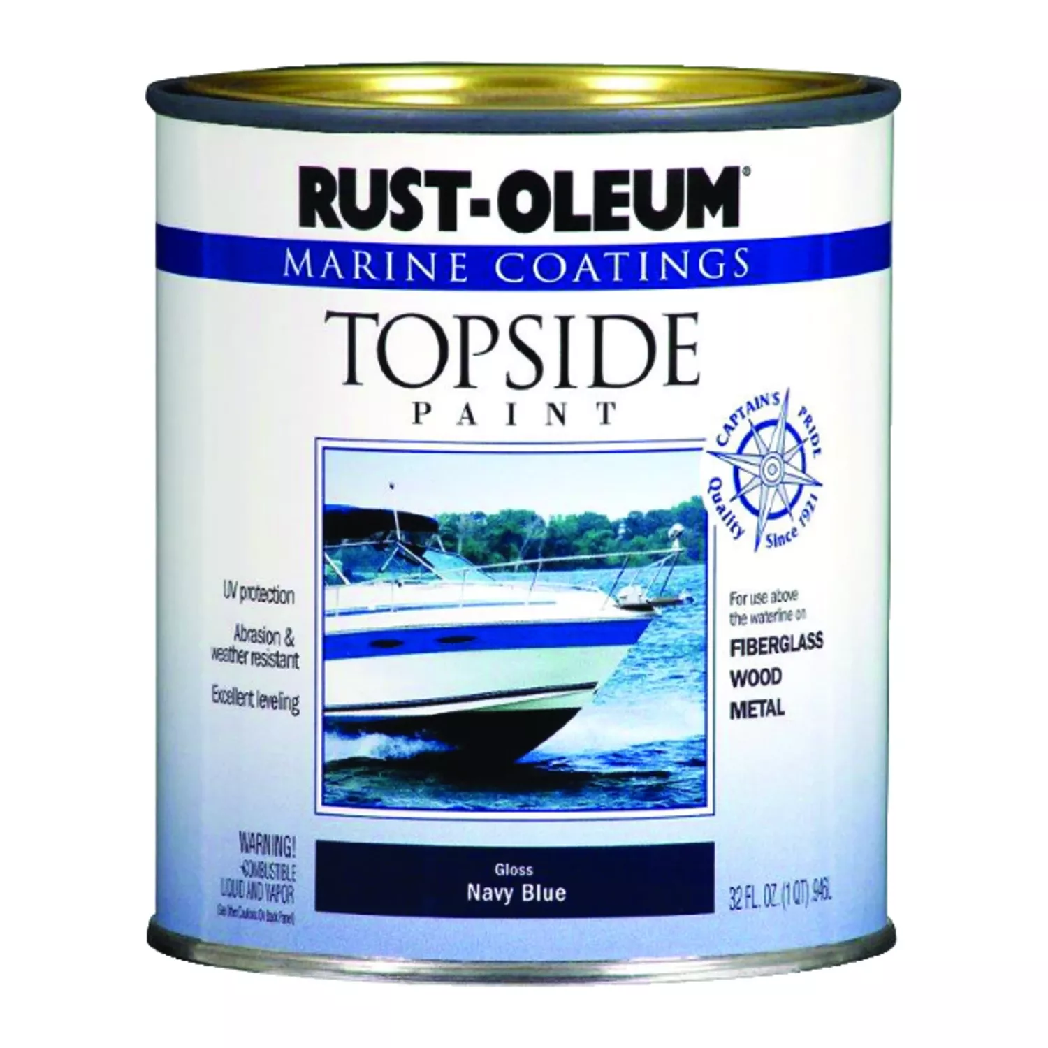 Gloss Marine Topside Paint, Navy Blue, 1 Quart - High Performance Coating