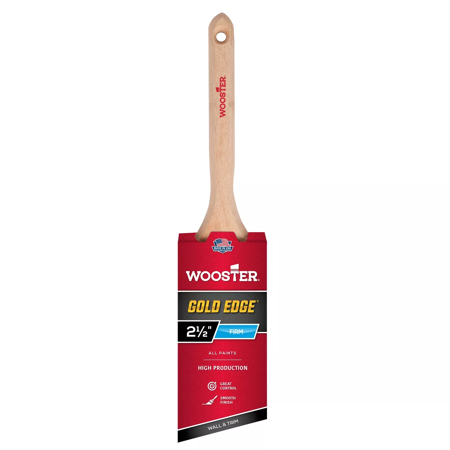 Gold Edge Paint Brush, Angle Sash, White & Gold, 2.5-in.